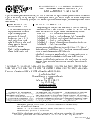 Form MODES-DUA-16 &quot;Disaster Unemployment Assistance (Dua) Information for Filing a Claim&quot; - Missouri