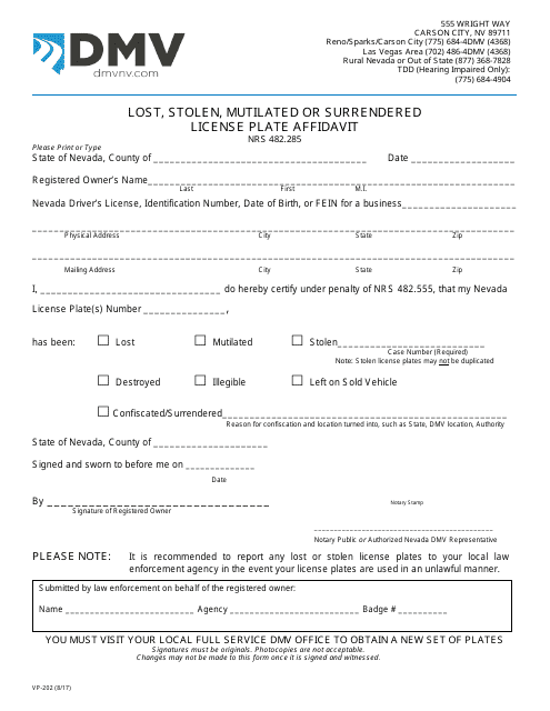 Form VP-202  Printable Pdf