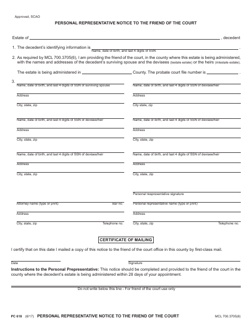 Form PC618  Printable Pdf