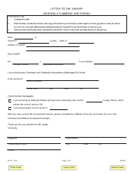 Document preview: Form DV-LS115.1 Letter to the Sheriff (Serving a Summons and Forms) - Illinois