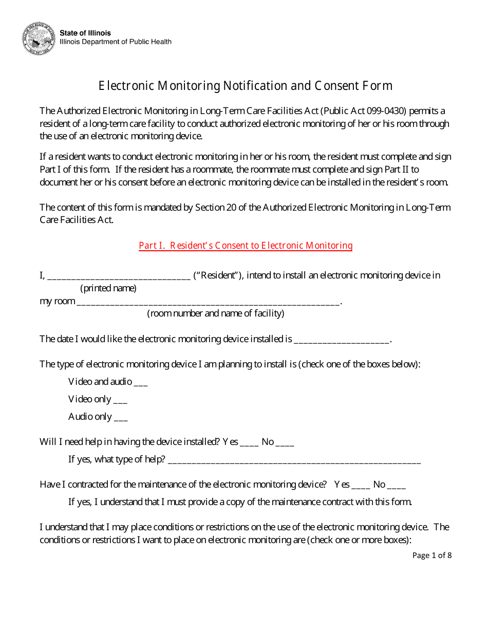 Electronic Monitoring Notification and Consent Form - Illinois, Page 1