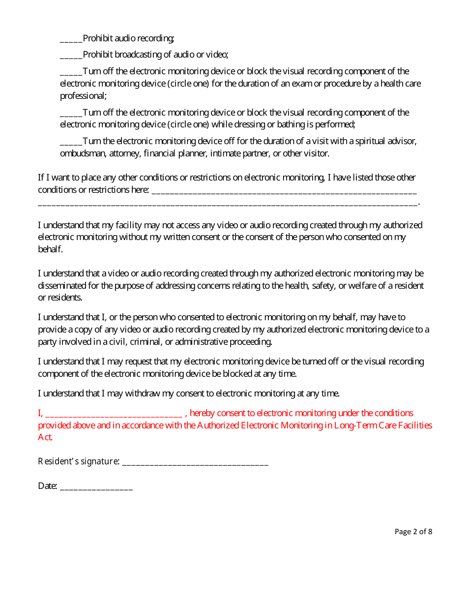 Illinois Electronic Monitoring Notification and Consent Form Fill Out