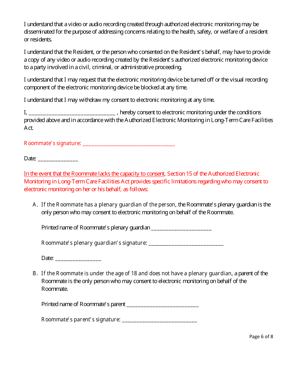 Electronic Monitoring Notification and Consent Form - Illinois, Page 6