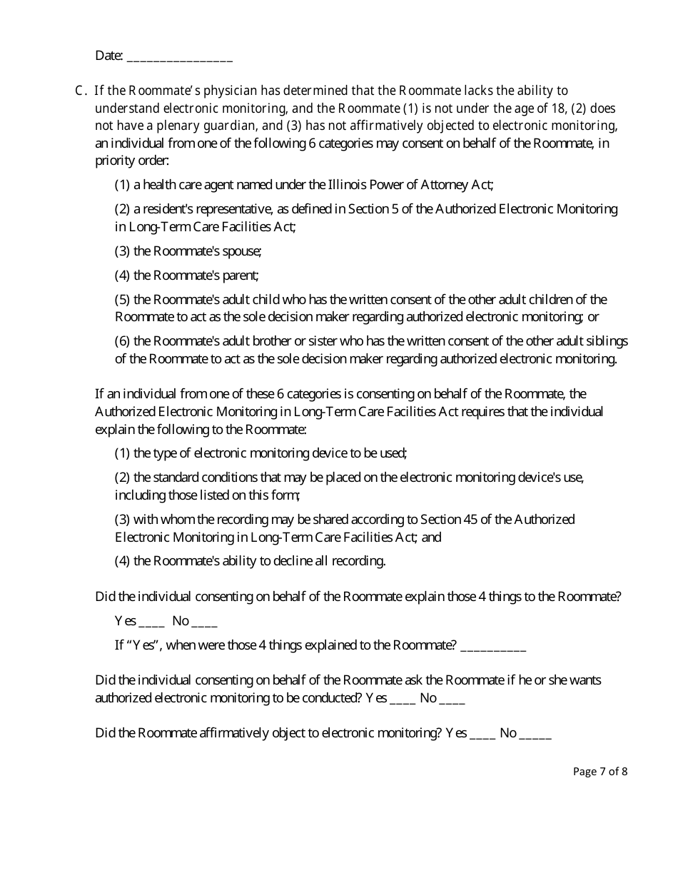 Illinois Electronic Monitoring Notification and Consent Form Fill Out