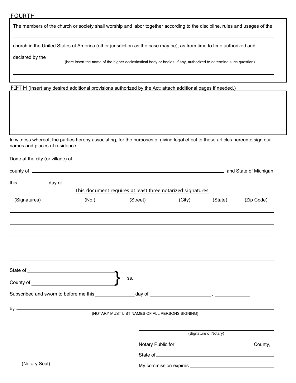Form CSCL / CD-503 Articles of Incorporation for Use by Ecclesiastical Corporations - Michigan, Page 2