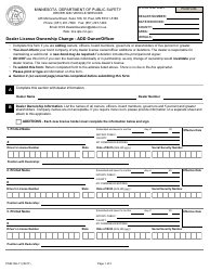 Form PS2416A-11 Dealer License Ownership Change - Add Owner/Officer - Minnesota