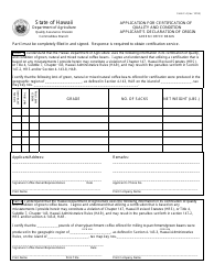 Form C-4 &quot;Application for Certification of Quality and Condition Applicant's Declaration of Origin&quot; - Hawaii