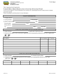 DNR Form 542-0338 (EZ MOD) Minor Modification to Existing Operating Permit - Iowa