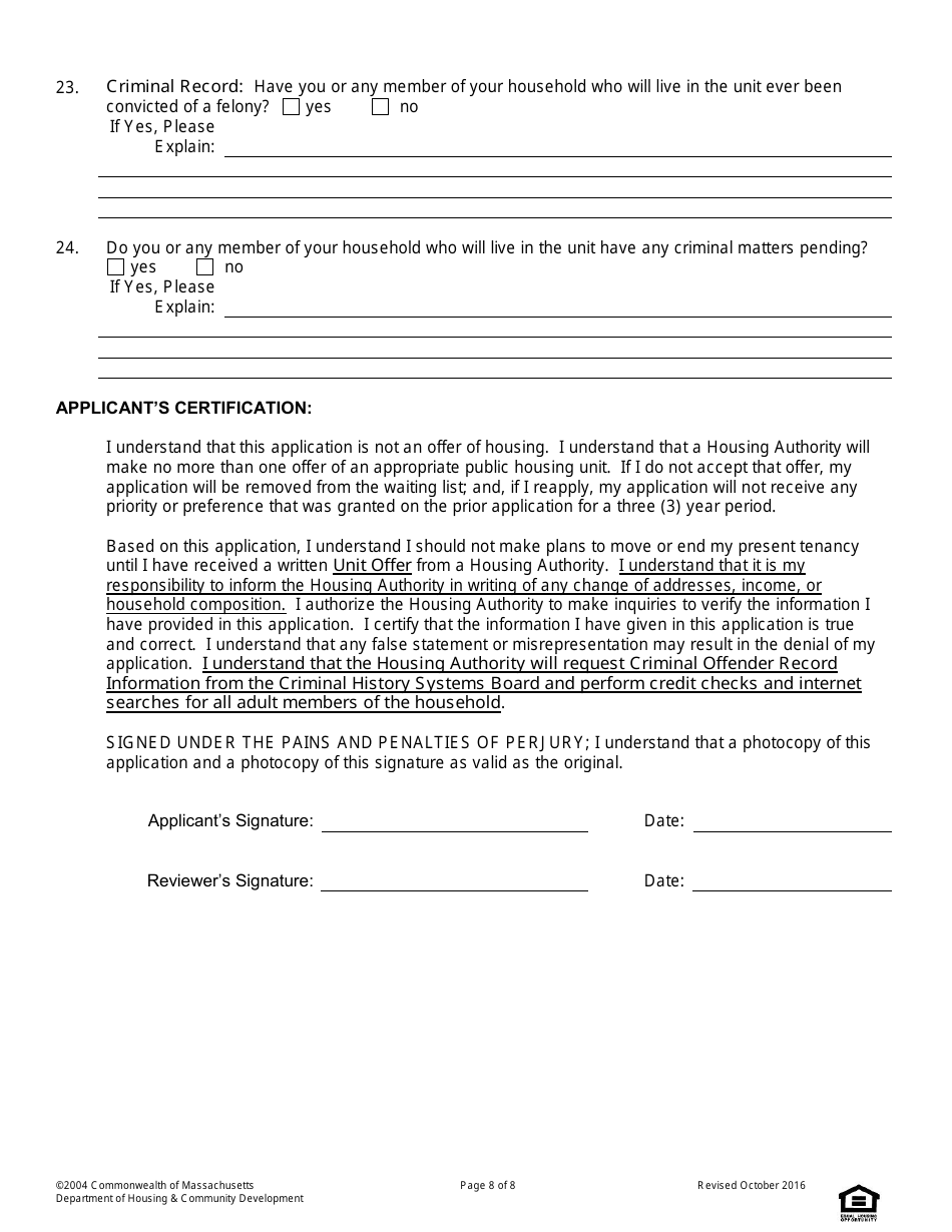 Universal Standard Application for State-Aided Public Housing, Mrvp,  Ahvp - Massachusetts, Page 8