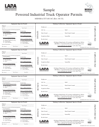 Document preview: Form MIOSHA/CET0116C Powered Industrial Truck Operator Permits - Michigan