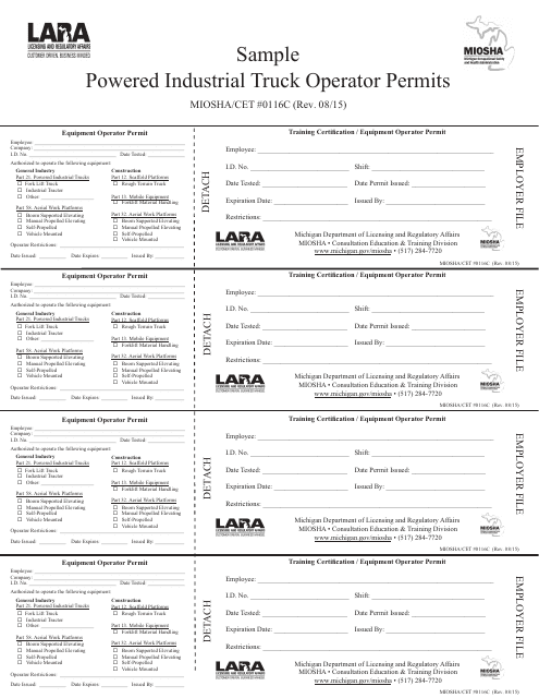 Form MIOSHA/CET0116C  Printable Pdf