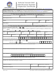 Form MV20 &quot;Vehicle/Vessel/OHV Identification Number Inspection Certificate&quot; - Montana