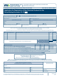 Form AG00147 &quot;Application for Registration of New Pesticide Products&quot; - Minnesota