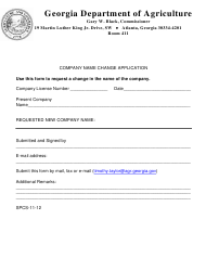 Form SPCS-11-12 Company Name Change Application - Georgia (United States)