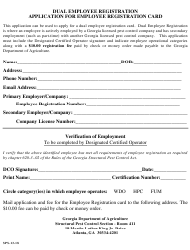 Form SPS-13-18 Dual Employee Registration Application for Employee Registration Card - Georgia (United States)