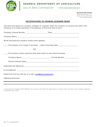Form SPS13-11 Notification to Change Licensee Form - Georgia (United States)