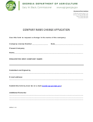 Form SPCS-11-12 Company Name Change Application - Georgia (United States)