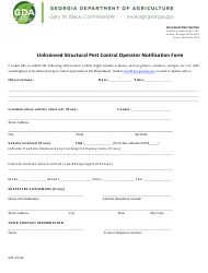 Form SPS14-05 Unlicensed Structural Pest Control Operator Notification Form - Georgia (United States)