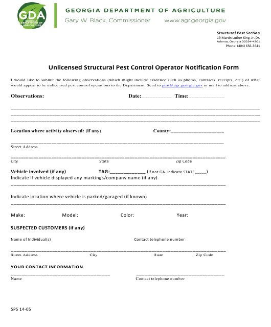 Form SPS14-05 Printable Pdf