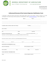 Form SPS14-05 &quot;Unlicensed Structural Pest Control Operator Notification Form&quot; - Georgia (United States)