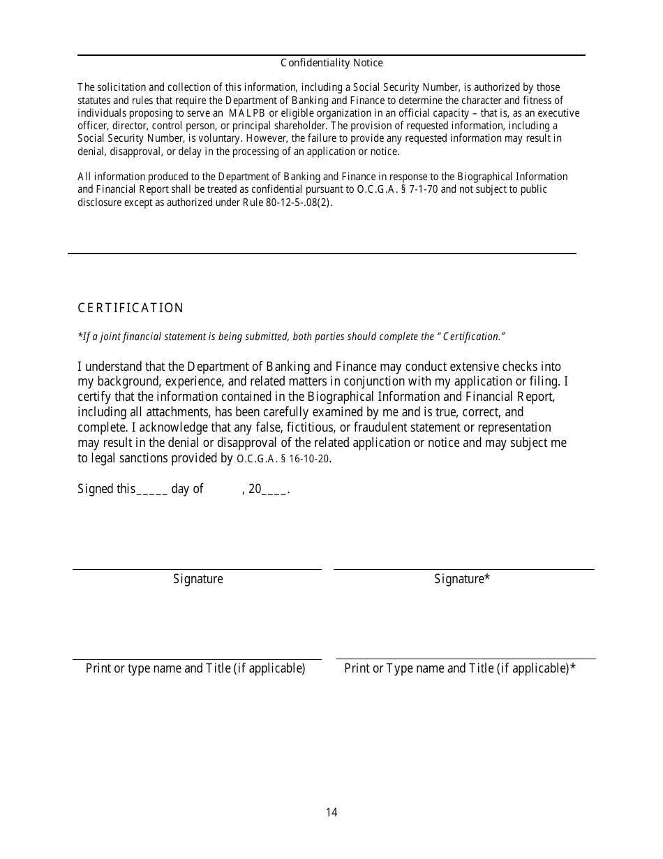 Biographical Information and Financial Report - Georgia (United States), Page 15