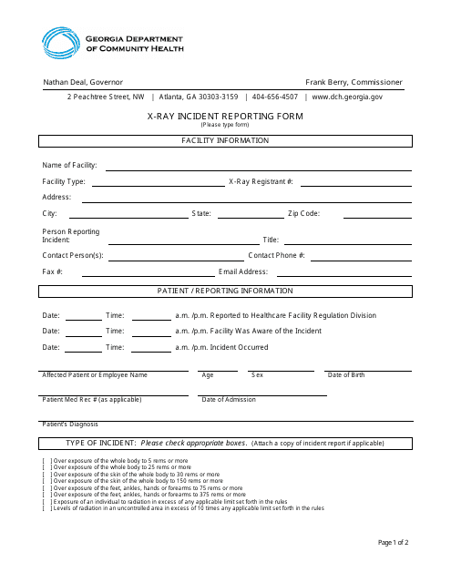 X-Ray Incident Reporting Form - Georgia (United States)