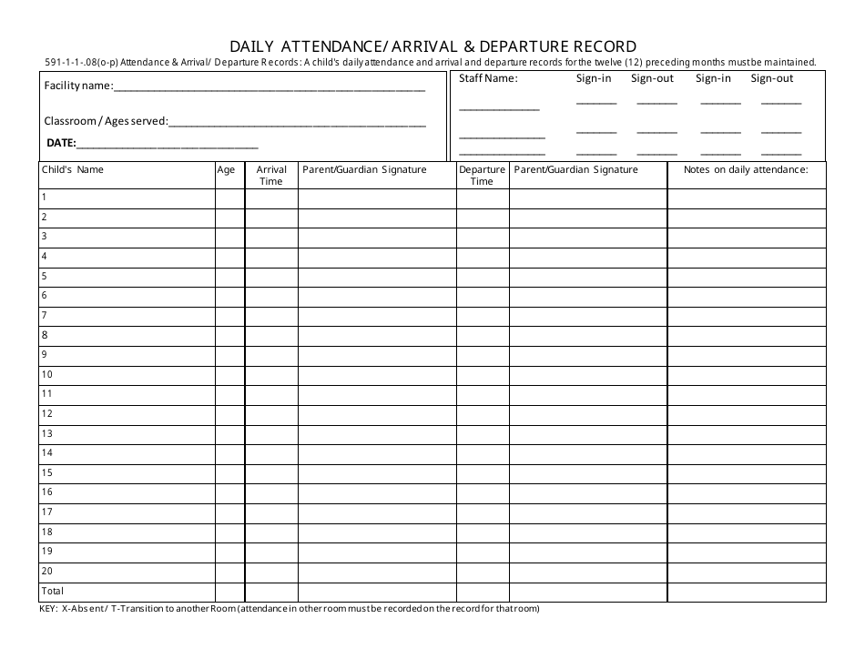 Daily Attendance / Arrival  Departure Record - Georgia (United States), Page 1