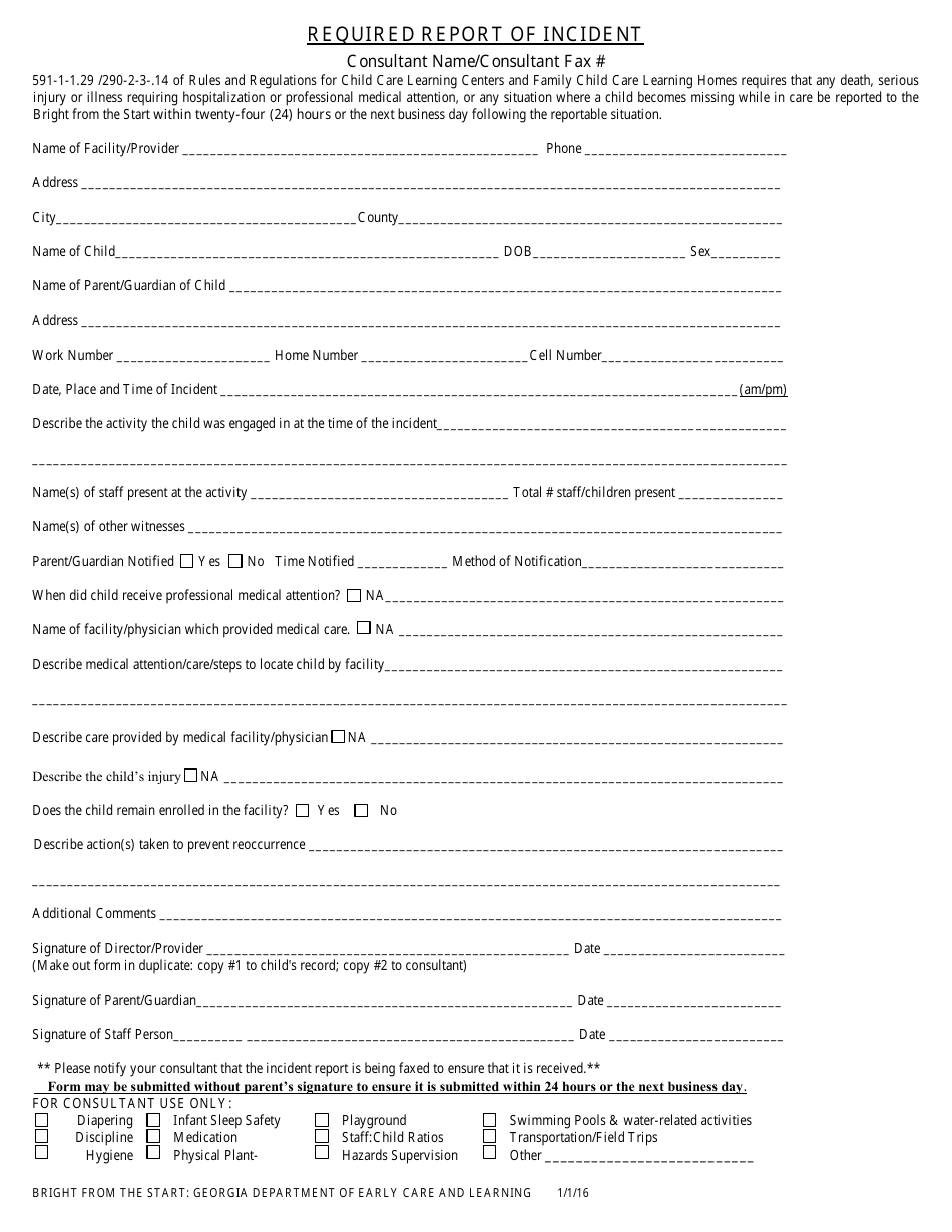 Serious Incident Report Template