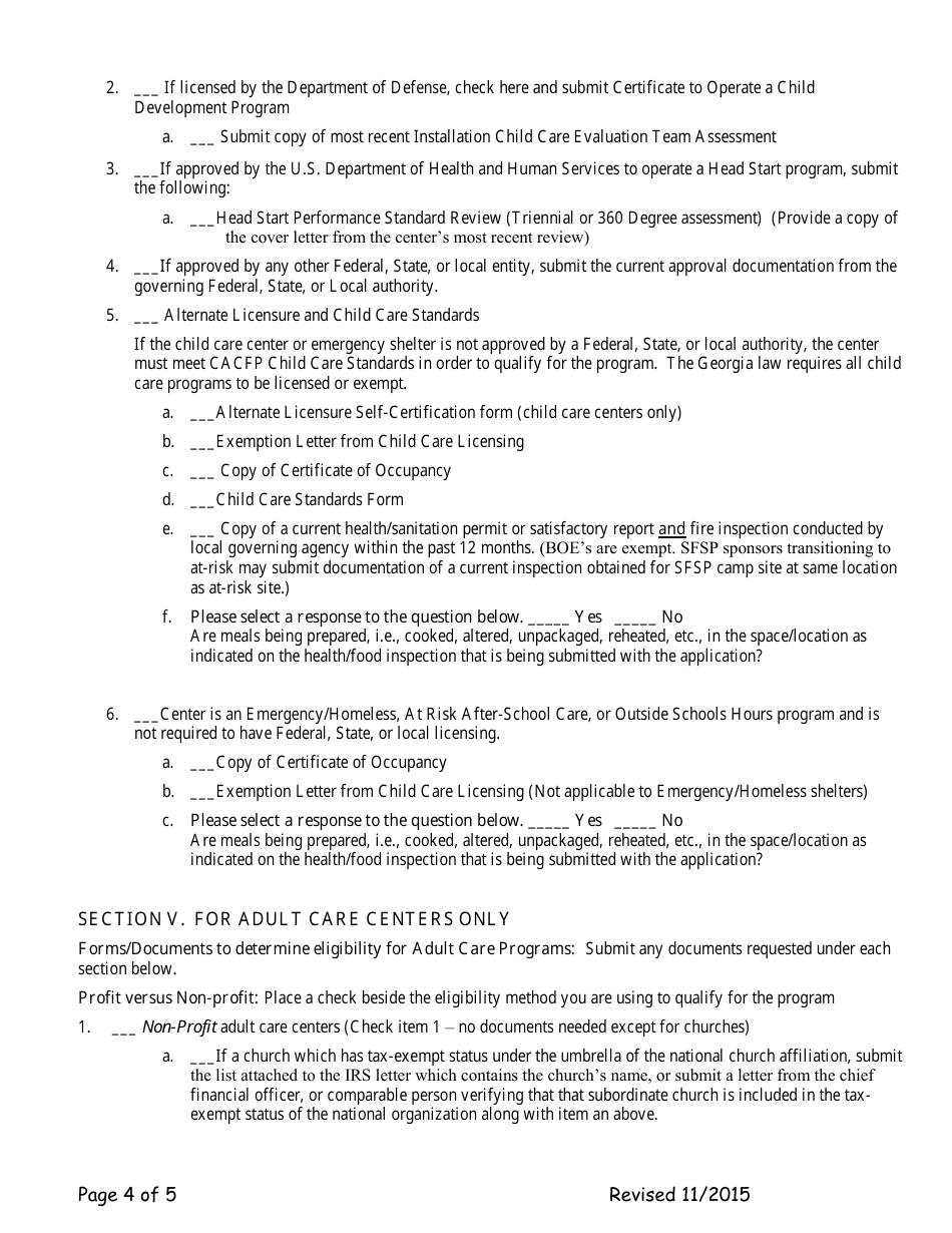 Add-A-site Checklist - Independent Center Adding Sites / Becoming a Center Sponsor - Georgia (United States), Page 4