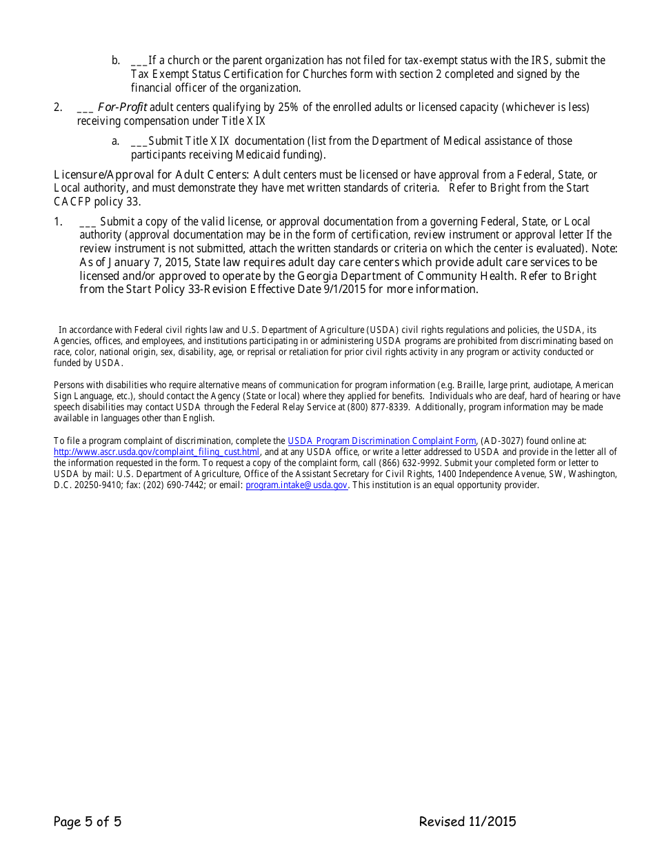 Add-A-site Checklist - Independent Center Adding Sites / Becoming a Center Sponsor - Georgia (United States), Page 5