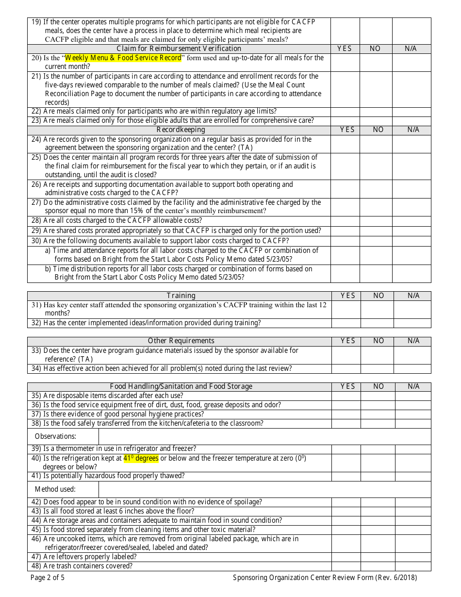 Georgia (United States) Adult Center Review Form (Administrative and ...