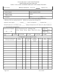 Monitoring Review Form for Family Child Care Learning Home (Day Care Home) Provider - Child and Adult Care Food Program - Georgia (United States)