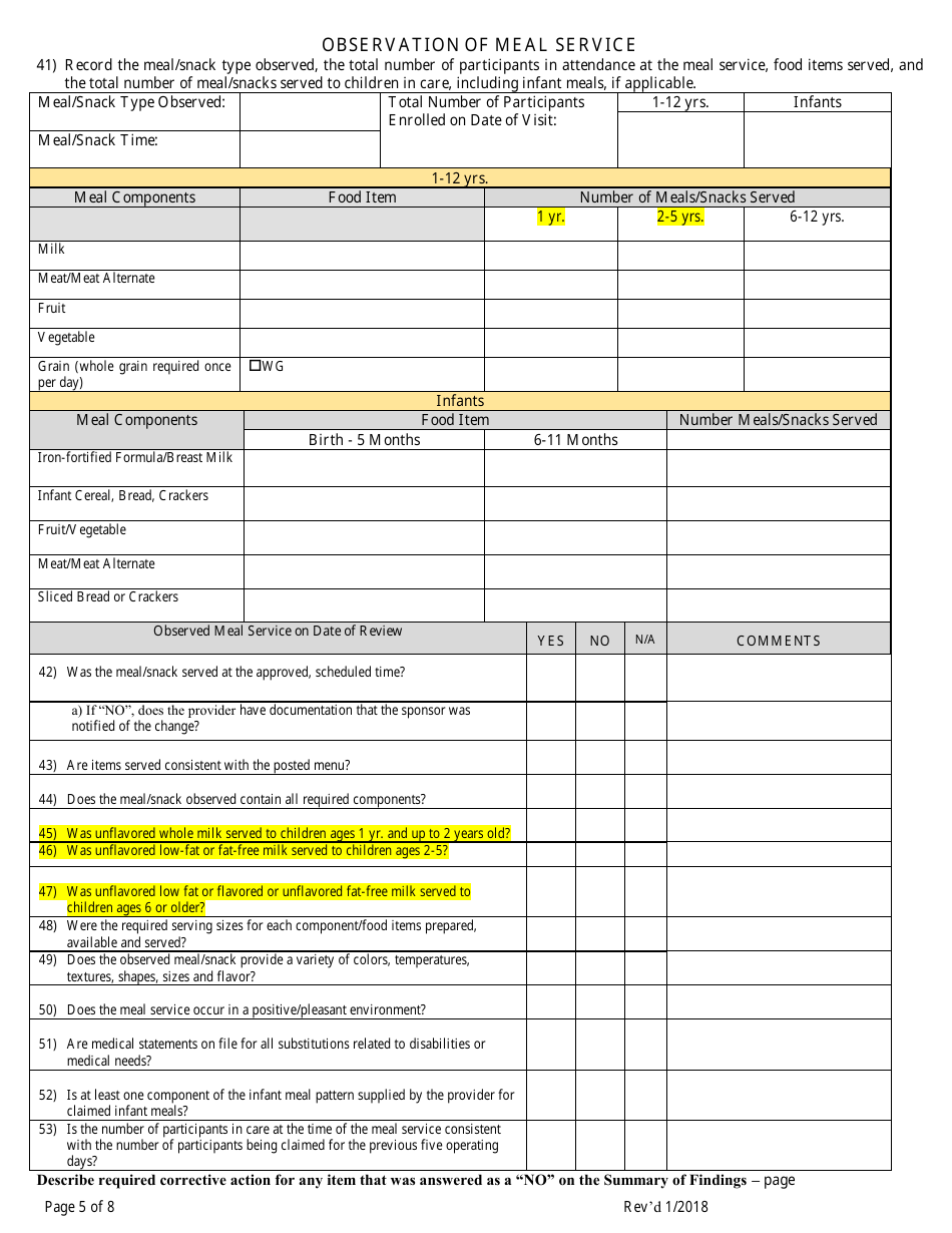 Georgia (United States) Monitoring Review Form for Family Child Care ...