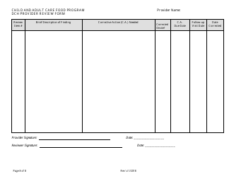 Monitoring Review Form for Family Child Care Learning Home (Day Care Home) Provider - Child and Adult Care Food Program - Georgia (United States), Page 8