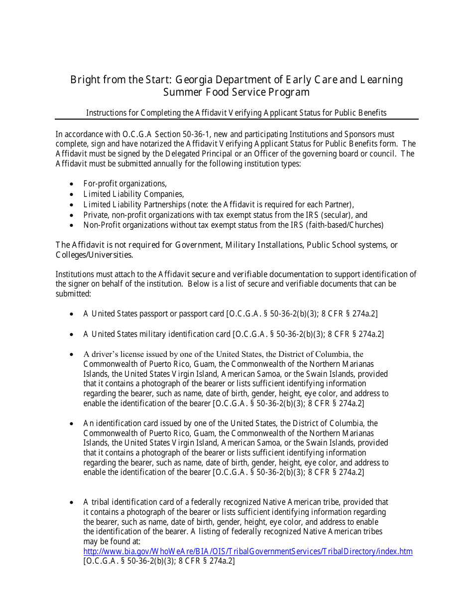 (United States) Affidavit Verifying Applicant Status for Public