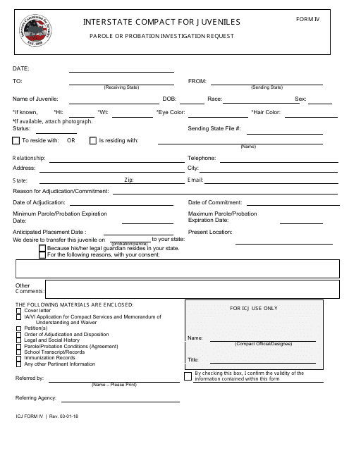 ICJ Form IV  Printable Pdf