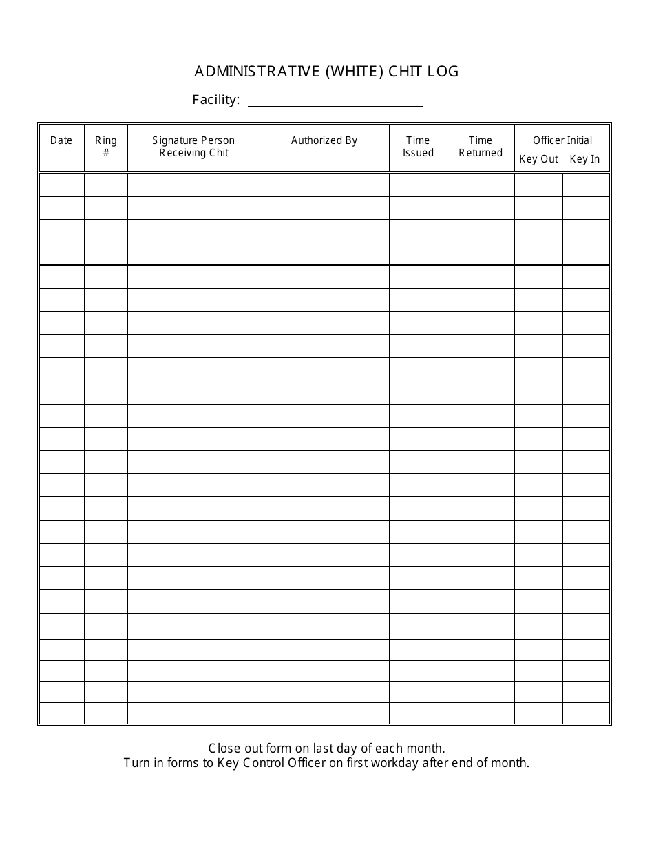Georgia (United States) Administrative (White) Chit Log - Fill Out ...