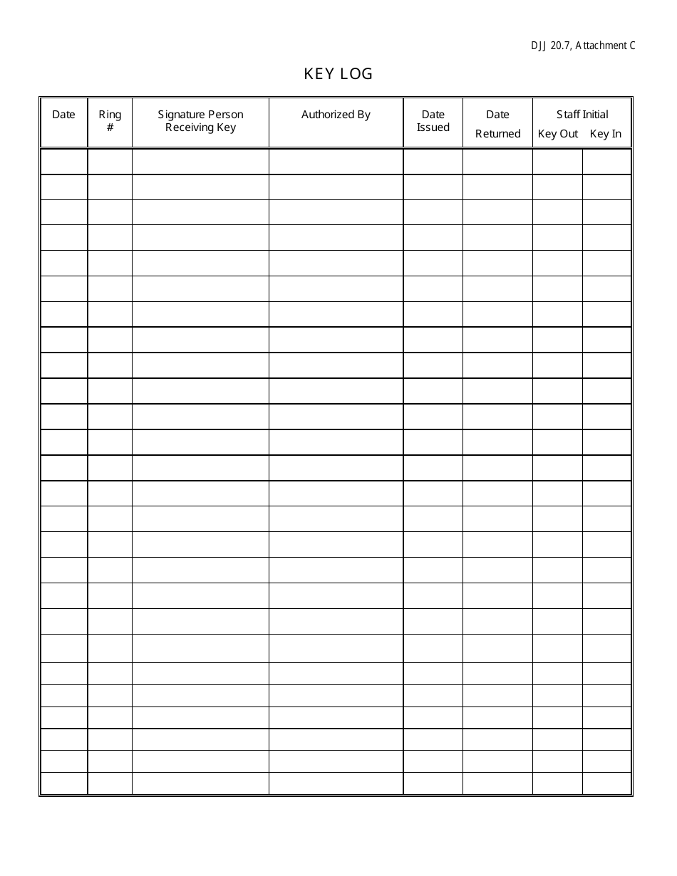 (United States) Key Log Fill Out, Sign Online and Download
