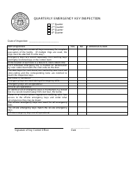 Document preview: Quarterly Emergency Key Inspection Form - Georgia (United States)