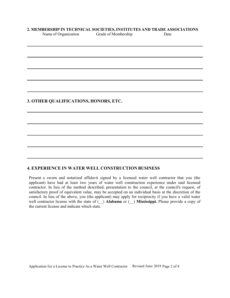 Application for a License to Practice as a Water Well Contractor - Georgia (United States), Page 4