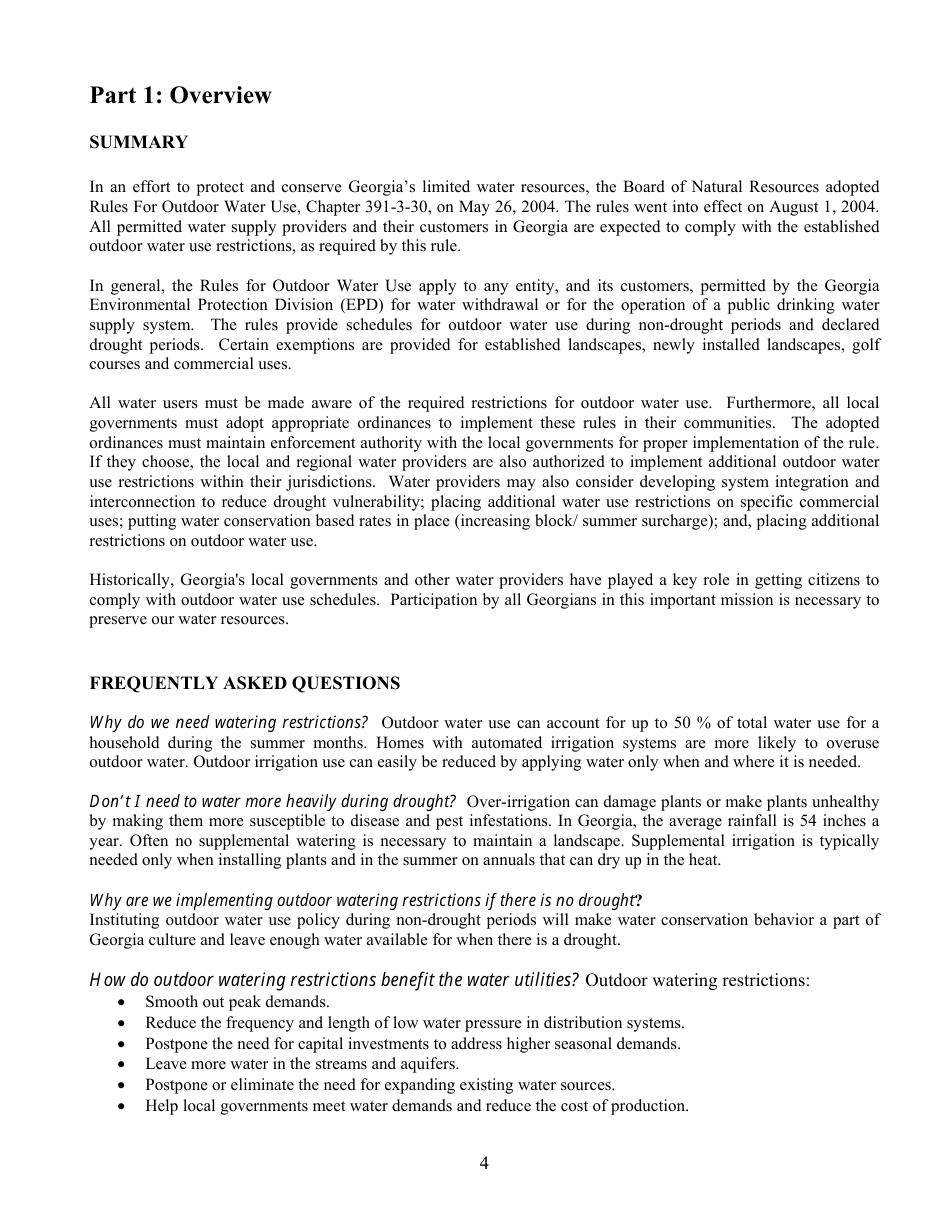 Adoption and Implementation of Outdoor Watering Schedules - Georgia (United States), Page 4