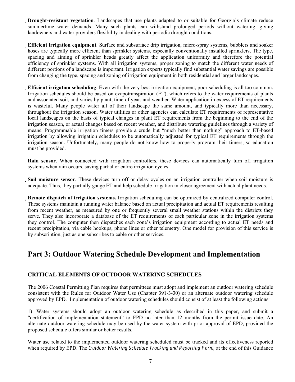 Adoption and Implementation of Outdoor Watering Schedules - Georgia (United States), Page 7