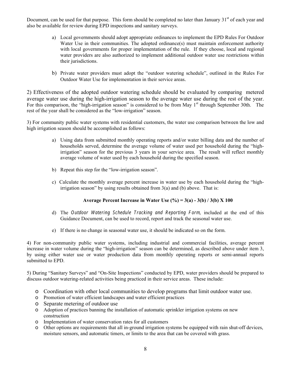Adoption and Implementation of Outdoor Watering Schedules - Georgia (United States), Page 8