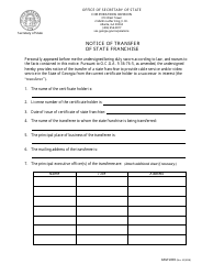 Form GAVFL003 Notice of Transfer of State Franchise - Georgia (United States)