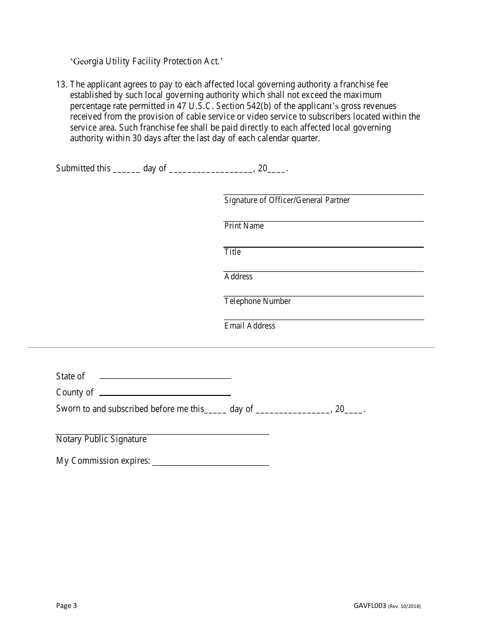 Form GAVFL003 Notice of Transfer of State Franchise - Georgia (United States), Page 3
