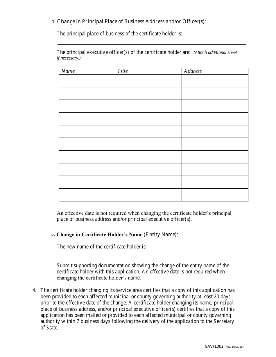 Form GAVFL002 Application to Amend a State Franchise - Georgia (United States), Page 2