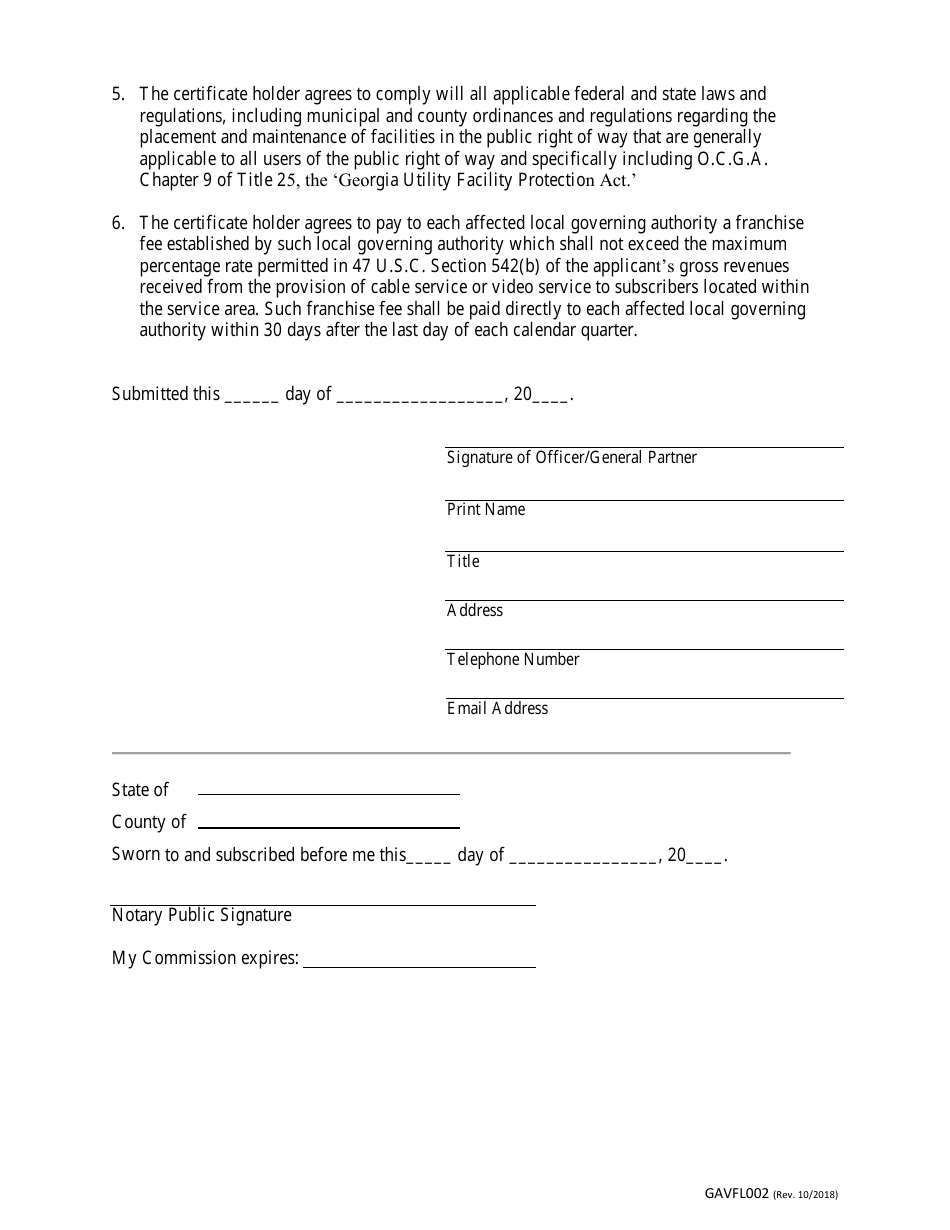 Form GAVFL002 Application to Amend a State Franchise - Georgia (United States), Page 3
