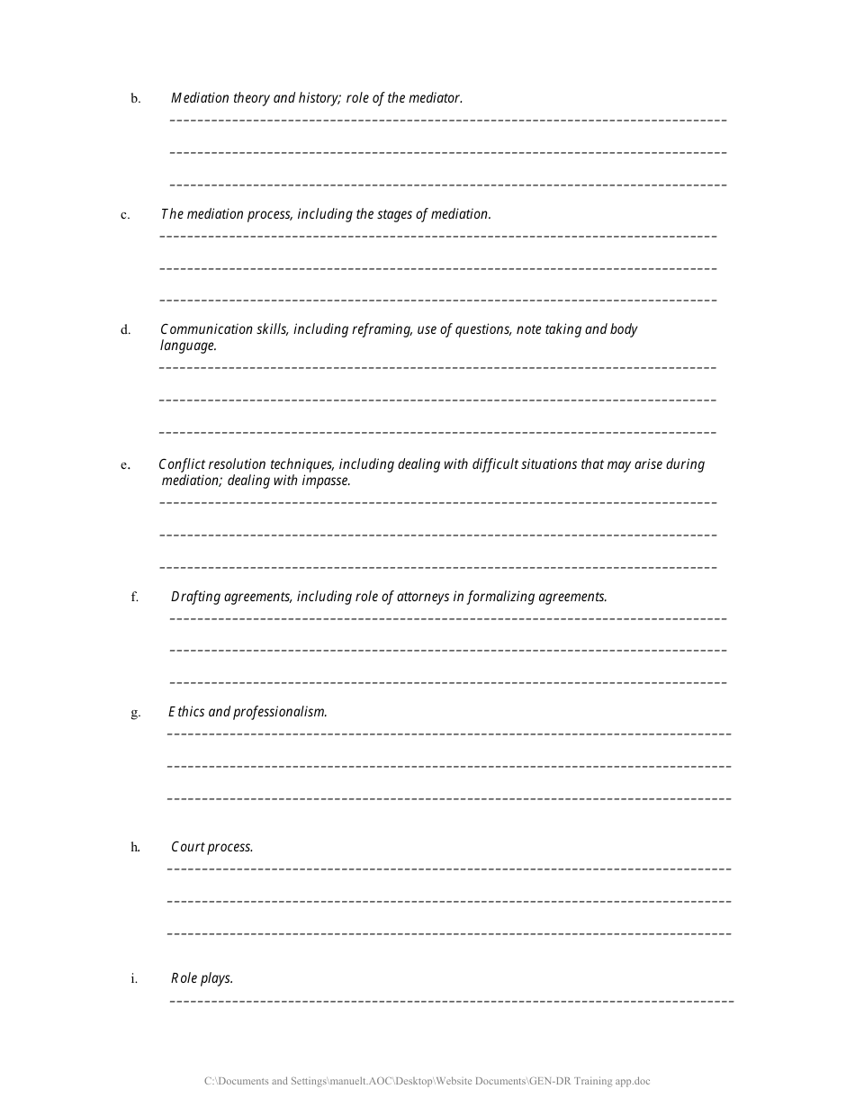 Application for Mediation Course Approval General or Domestic Relations - Georgia (United States), Page 3