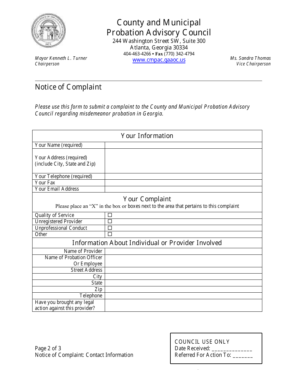 Notice of Complaint - Georgia (United States), Page 2