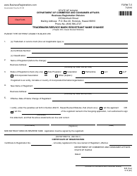 Document preview: Form T-5 Trademark/Service Mark Registrant Name Change - Hawaii